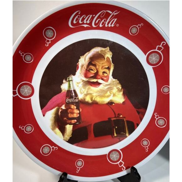 Gibson Melamine Christmas Santa Coca-Cola Dinnerware 4 Plates & Bowls - Picture 5 of 15
